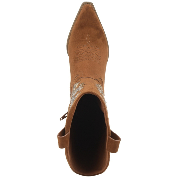 Wild Pair Women's Size 9.5 Brown Suede Cowboy Boots w/ Gold Crystals NIB - Picture 4 of 12